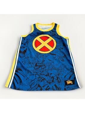 Marvel Studios X-Men 97 Mens Blue Yellow Graphic Print Comic Book Jersey Size L